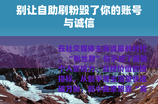 别让自助刷粉毁了你的账号与诚信