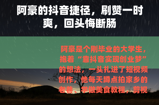阿豪的抖音捷径，刷赞一时爽，回头悔断肠