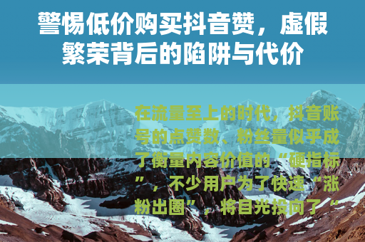 警惕低价购买抖音赞，虚假繁荣背后的陷阱与代价