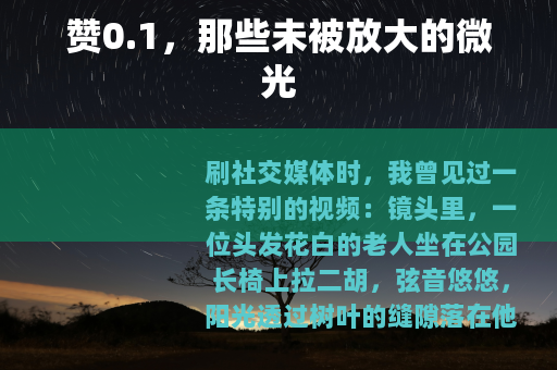 赞0.1，那些未被放大的微光