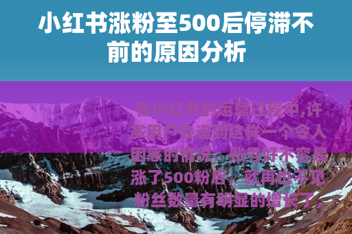 小红书涨粉至500后停滞不前的原因分析