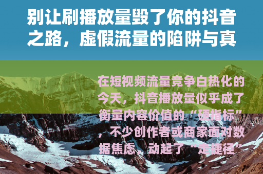 别让刷播放量毁了你的抖音之路，虚假流量的陷阱与真实成长的正道