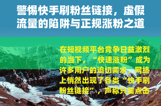 警惕快手刷粉丝链接，虚假流量的陷阱与正规涨粉之道