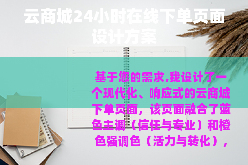 云商城24小时在线下单页面设计方案
