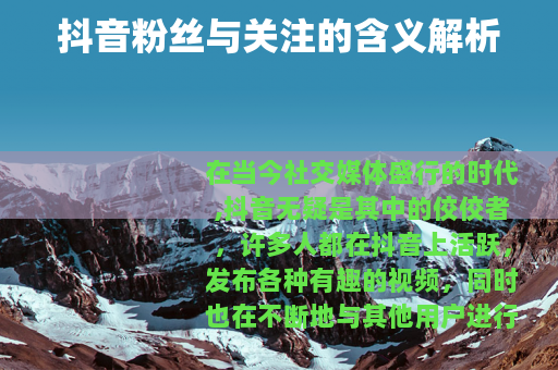 抖音粉丝与关注的含义解析