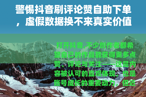 警惕抖音刷评论赞自助下单，虚假数据换不来真实价值