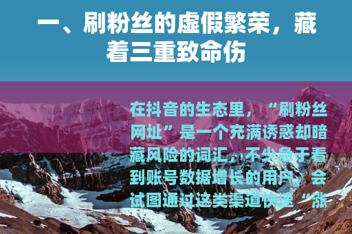 一、刷粉丝的虚假繁荣，藏着三重致命伤