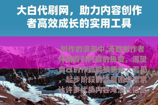 大白代刷网，助力内容创作者高效成长的实用工具