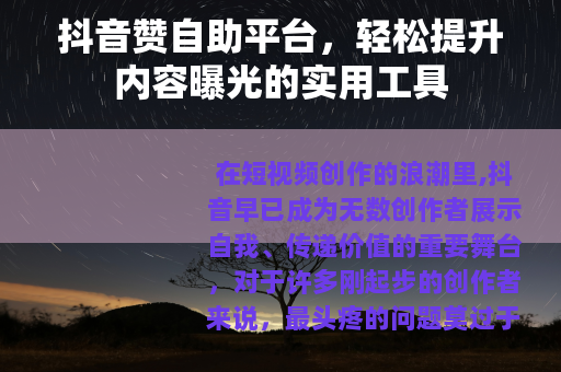 抖音赞自助平台，轻松提升内容曝光的实用工具