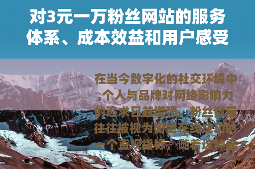 对3元一万粉丝网站的服务体系、成本效益和用户感受进行详细阐述