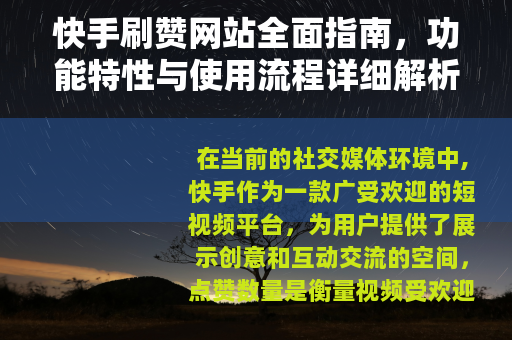 快手刷赞网站全面指南，功能特性与使用流程详细解析