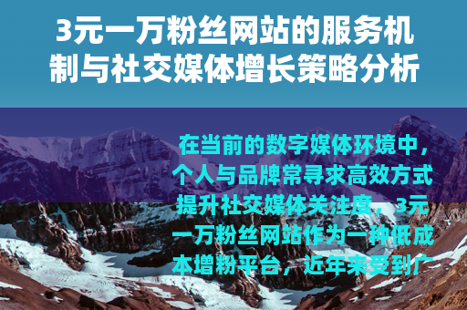 3元一万粉丝网站的服务机制与社交媒体增长策略分析