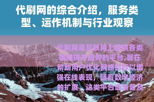 代刷网的综合介绍，服务类型、运作机制与行业观察