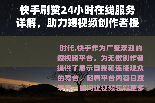 快手刷赞24小时在线服务详解，助力短视频创作者提升互动与曝光