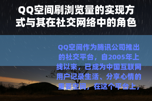 QQ空间刷浏览量的实现方式与其在社交网络中的角色分析