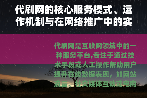 代刷网的核心服务模式、运作机制与在网络推广中的实际应用案例