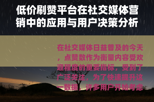 低价刷赞平台在社交媒体营销中的应用与用户决策分析