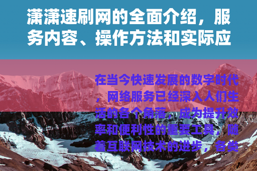 潇潇速刷网的全面介绍，服务内容、操作方法和实际应用价值