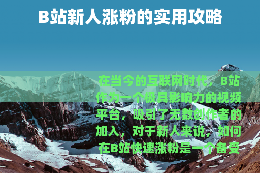 B站新人涨粉的实用攻略