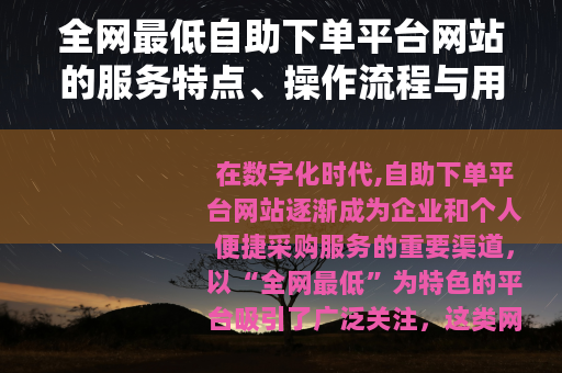全网最低自助下单平台网站的服务特点、操作流程与用户受益分析