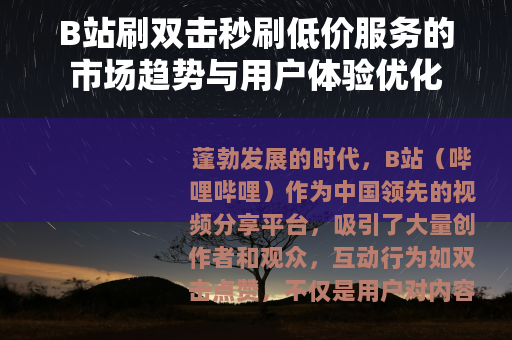 B站刷双击秒刷低价服务的市场趋势与用户体验优化