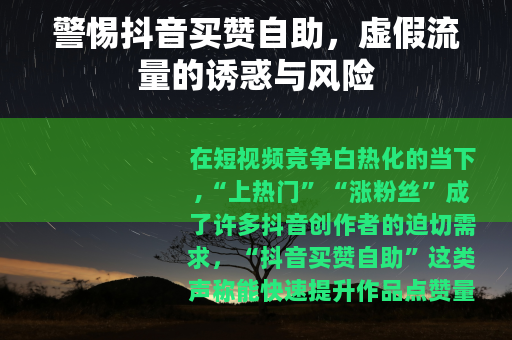 警惕抖音买赞自助，虚假流量的诱惑与风险