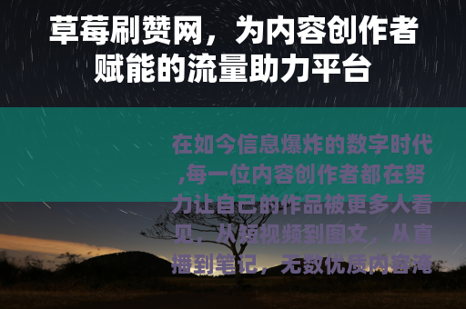 草莓刷赞网，为内容创作者赋能的流量助力平台