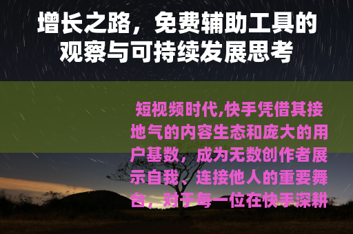增长之路，免费辅助工具的观察与可持续发展思考
