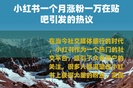 小红书一个月涨粉一万在贴吧引发的热议