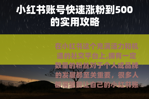 小红书账号快速涨粉到500的实用攻略