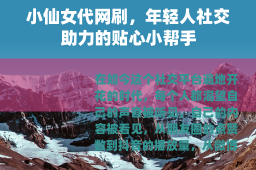 小仙女代网刷，年轻人社交助力的贴心小帮手