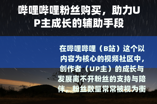 哔哩哔哩粉丝购买，助力UP主成长的辅助手段