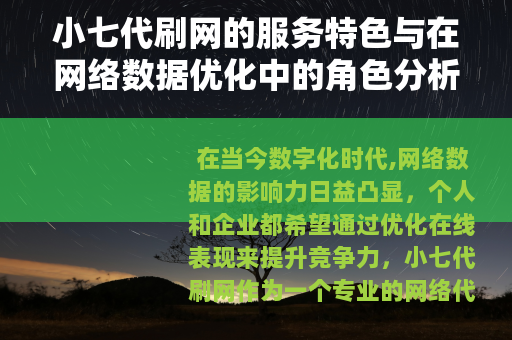 小七代刷网的服务特色与在网络数据优化中的角色分析
