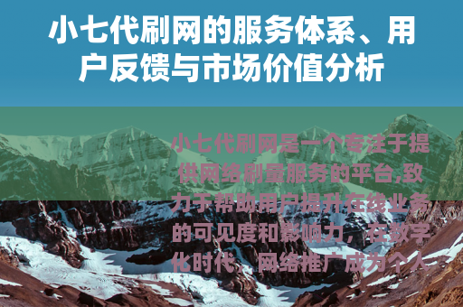 小七代刷网的服务体系、用户反馈与市场价值分析