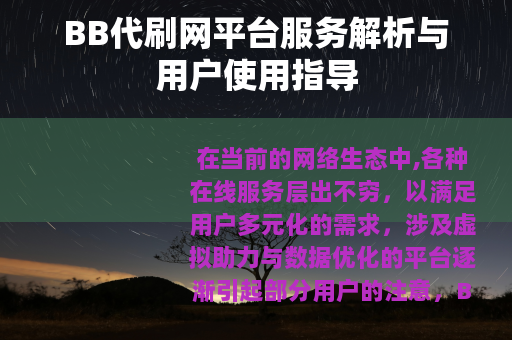 BB代刷网平台服务解析与用户使用指导