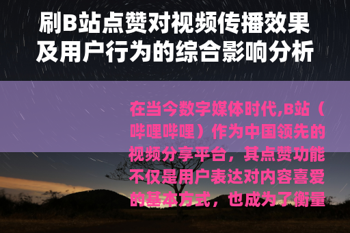 刷B站点赞对视频传播效果及用户行为的综合影响分析