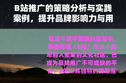 B站推广的策略分析与实践案例，提升品牌影响力与用户参与度