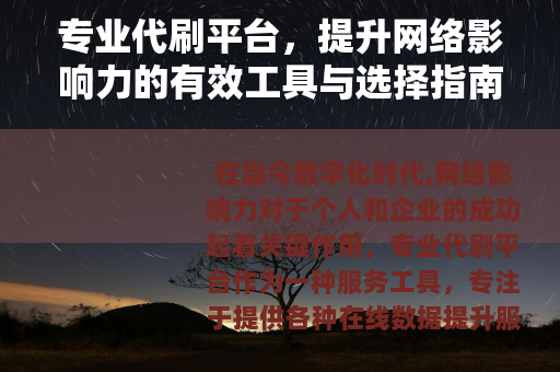 专业代刷平台，提升网络影响力的有效工具与选择指南