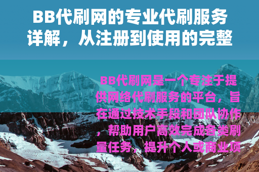 BB代刷网的专业代刷服务详解，从注册到使用的完整指南与优势分析