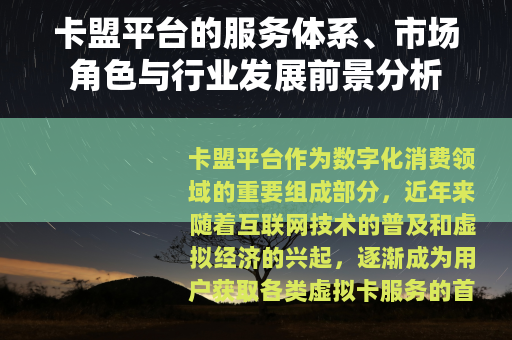 卡盟平台的服务体系、市场角色与行业发展前景分析