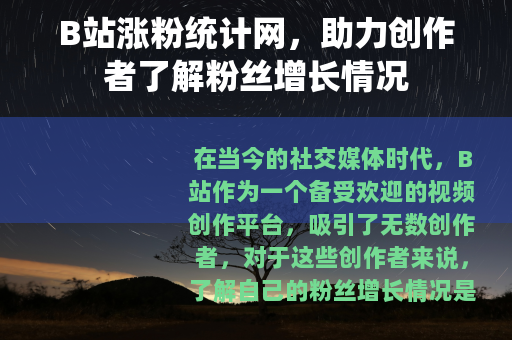 B站涨粉统计网，助力创作者了解粉丝增长情况