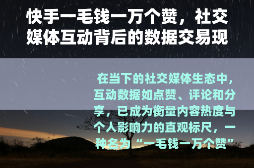 快手一毛钱一万个赞，社交媒体互动背后的数据交易现象