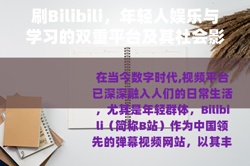 刷Bilibili，年轻人娱乐与学习的双重平台及其社会影响分析