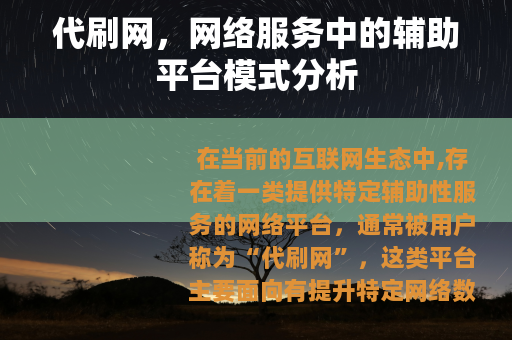 代刷网，网络服务中的辅助平台模式分析
