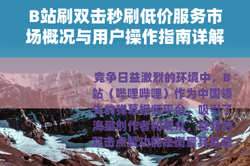 B站刷双击秒刷低价服务市场概况与用户操作指南详解