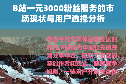 B站一元3000粉丝服务的市场现状与用户选择分析