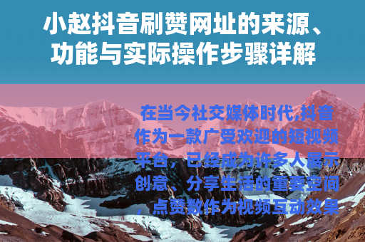 小赵抖音刷赞网址的来源、功能与实际操作步骤详解