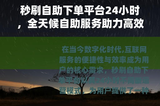 秒刷自助下单平台24小时，全天候自助服务助力高效订单处理