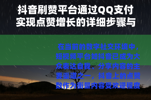 抖音刷赞平台通过QQ支付实现点赞增长的详细步骤与优势分析