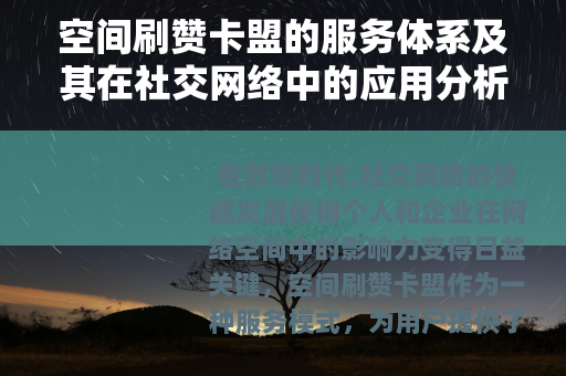 空间刷赞卡盟的服务体系及其在社交网络中的应用分析